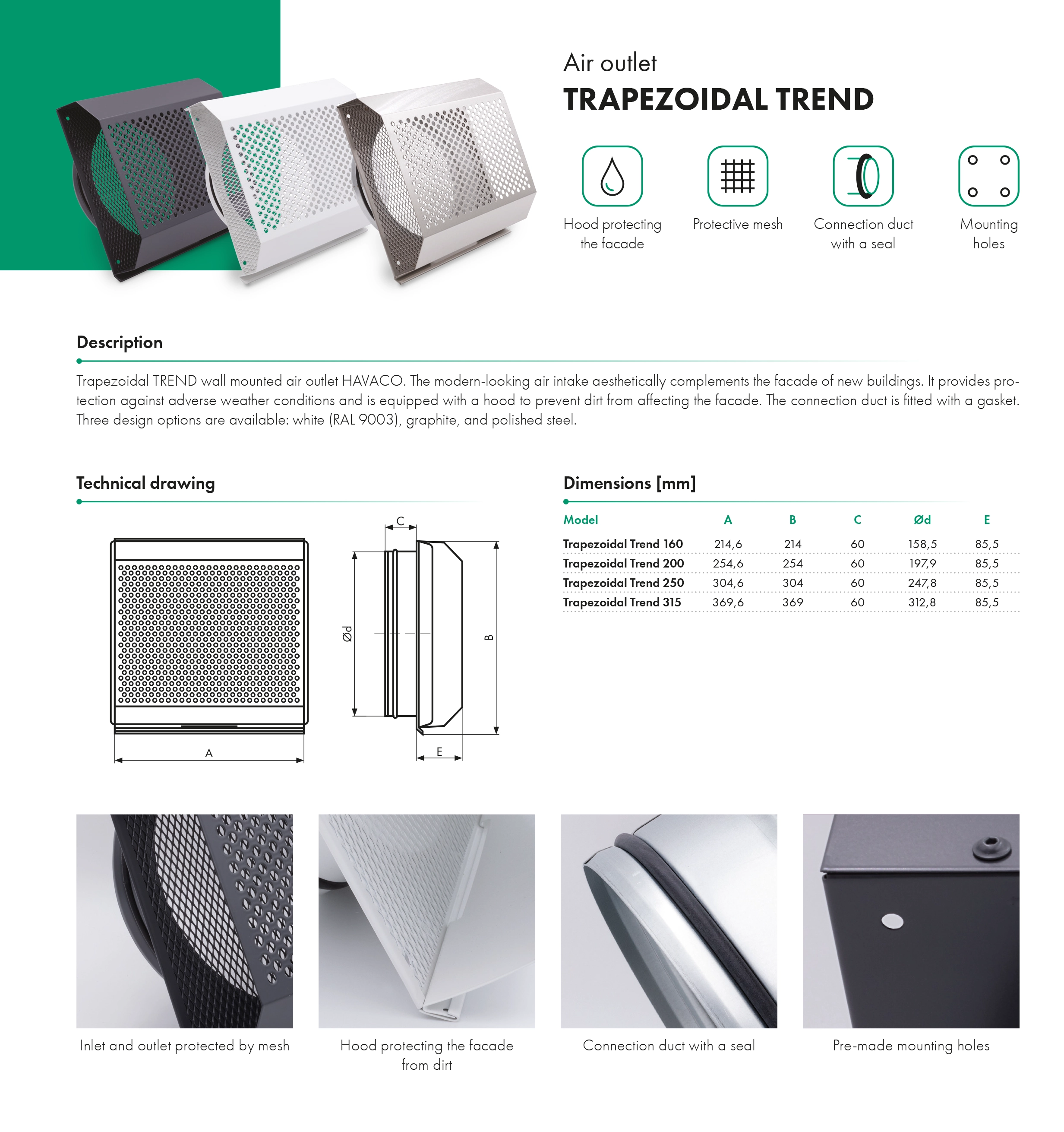 Air outlet TREND TRAPEZ AIR HAVACO