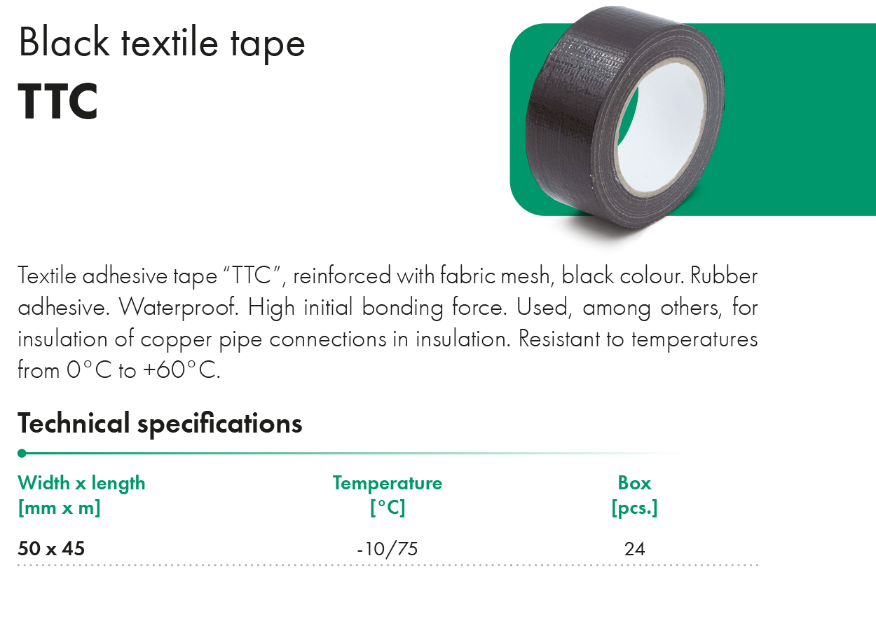 Black textile tape TTB HAVACO Catalogue card