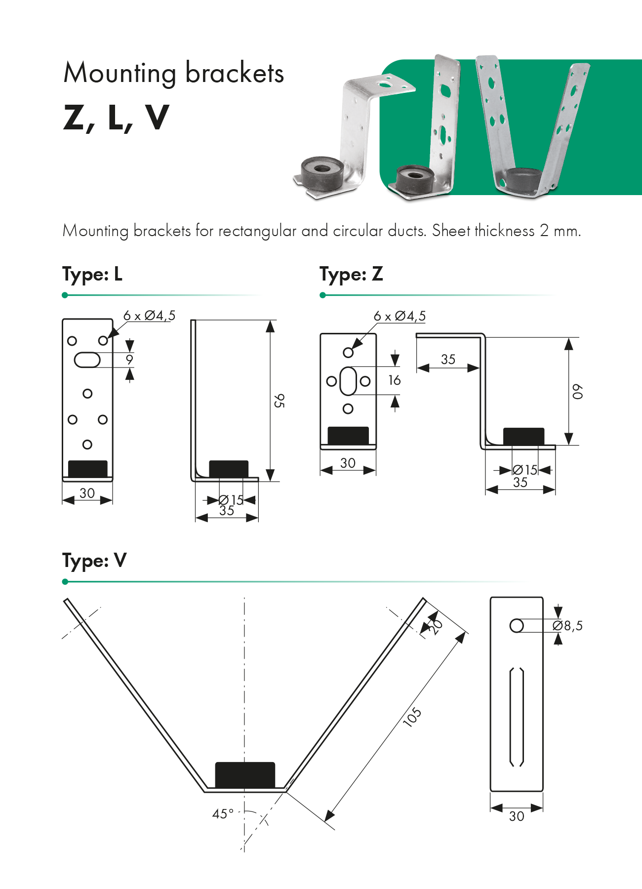 Mounting bracklets Z havaco catalogue card