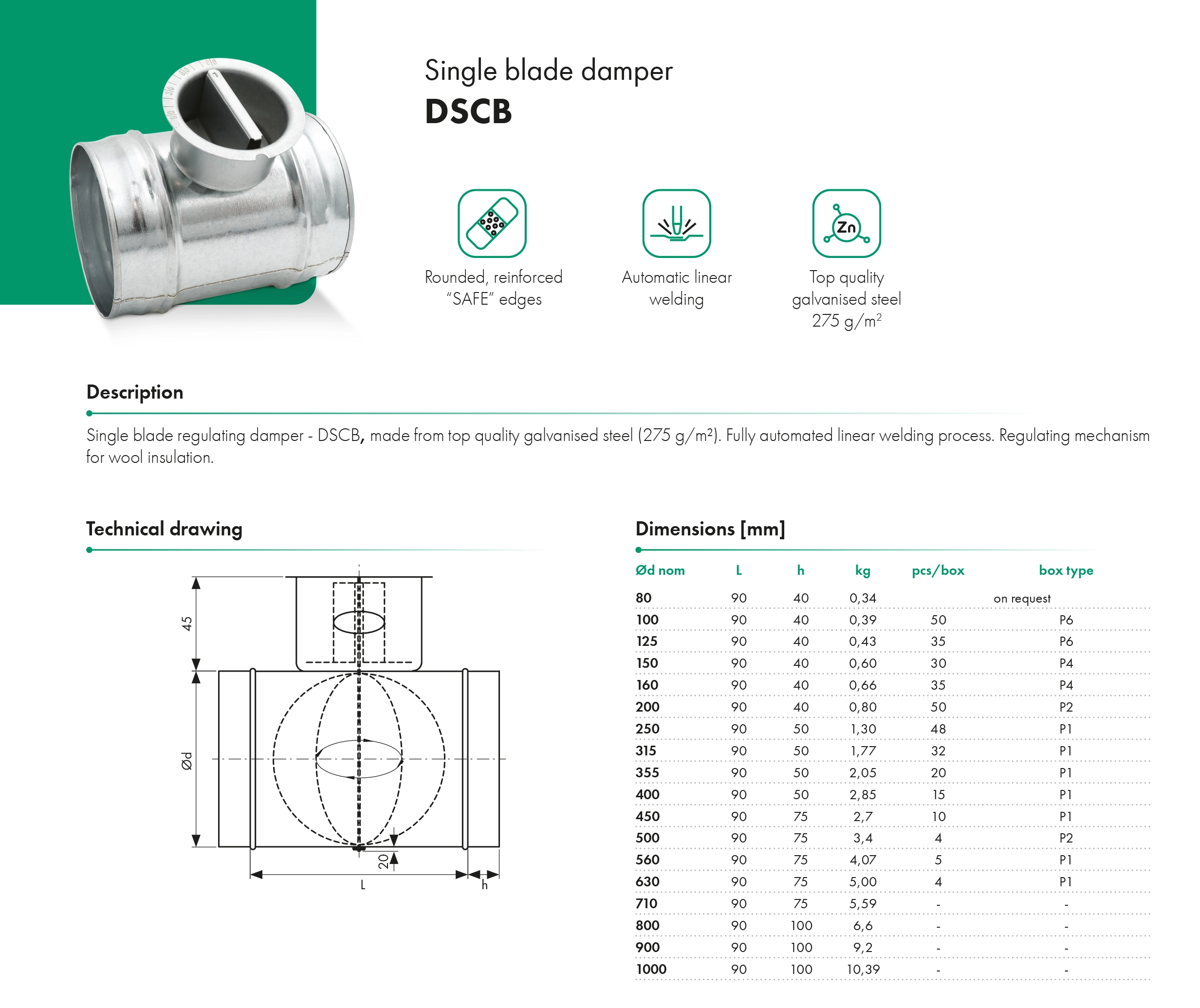 Single blade damper DSCB - Vento by HAVACO